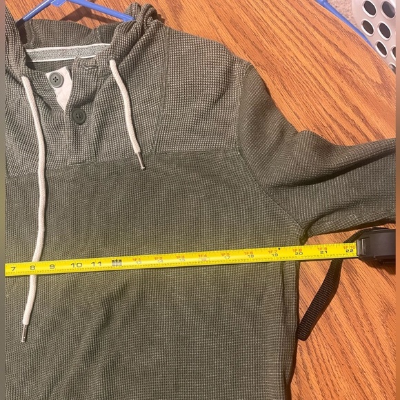 Express Men’s Waffle Knit Hooded Long Sleeve Shirt - Size Medium - Picture 4 of 7